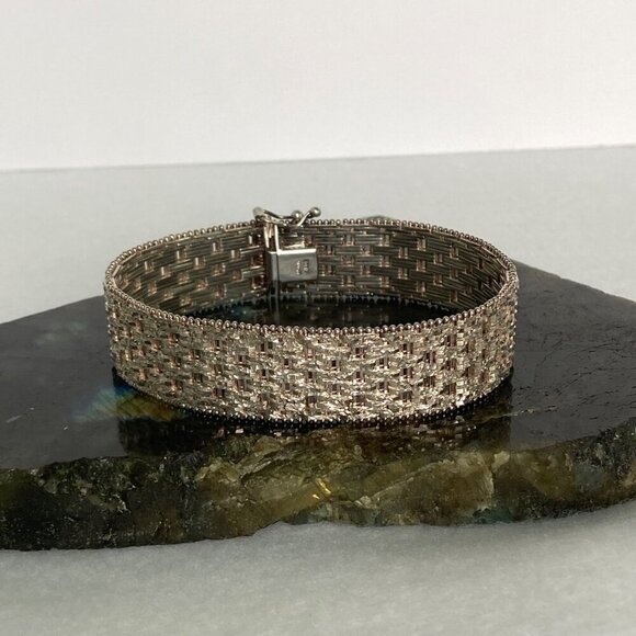 Italian Milor Sterling Silver 925 Heavy 16mm Wide Woven Riccio Bracelet 7.25" - Picture 14 of 16